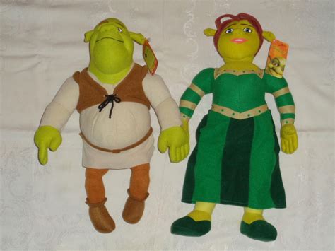 SHREK 2 Plush Toys Lot of 2 Shrek and Princess Fiona Nanco 2004 VERY ...