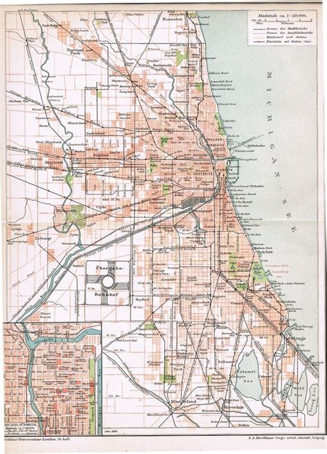 Old Chicago Map from 1900 from curioshop on Ruby Lane