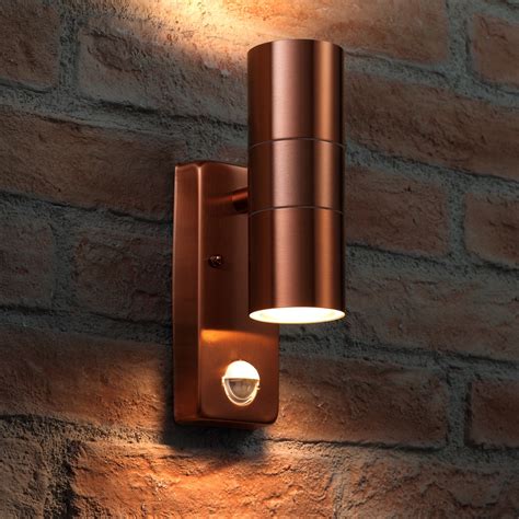 Auraglow PIR Motion Sensor Up & Down Outdoor Wall Security Light - WARMINSTER - Copper ...