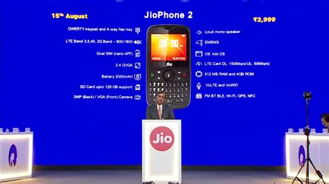 Jio Phone 2 Specifications | Support for Facebook, WhatsApp and YouTube Apps