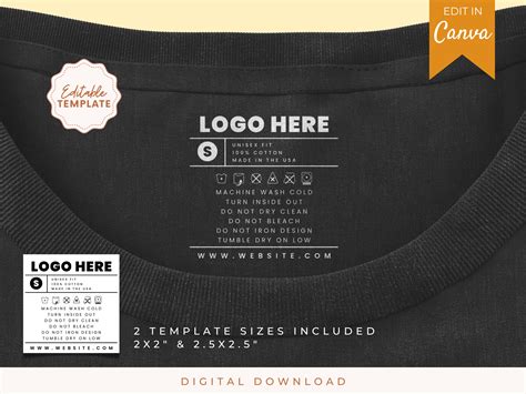 Editable Clothing Tag Template DIY Tshirt Neck Label Tags - Etsy Canada