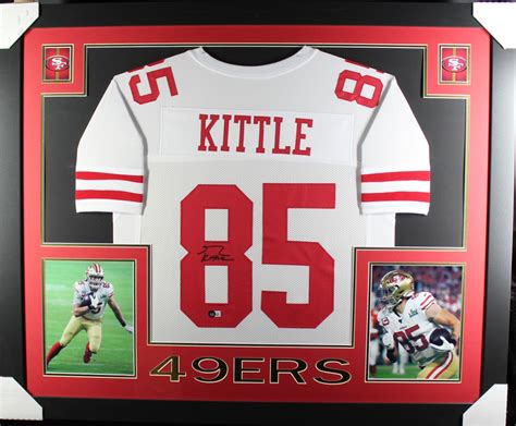 George Kittle Autographed/Signed Pro Style Framed White XL Jersey ...