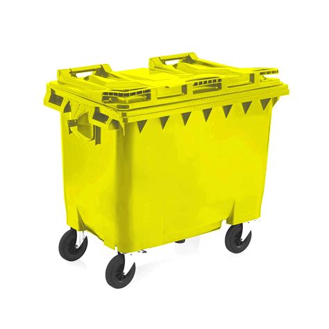 660Litre Yellow Express Wheelie Bin Chemical Hazardous Waste