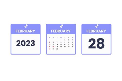 February calendar design. February 28 2023 calendar icon for schedule, appointment, important ...