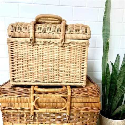 Vintage wicker picnic basketsavailable in our shop today | Vintage wicker, Picnic basket, Wicker ...