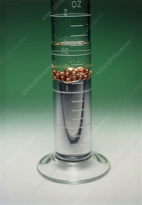 Mercury, copper, water, density experiment - Stock Image - A350/0100 - Science Photo Library