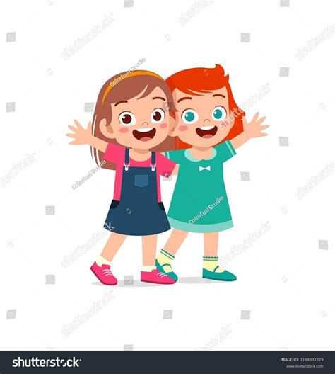 Little Kid Hug Best Friend Feel Stock Vector (Royalty Free) 2168332329 | Shutterstock