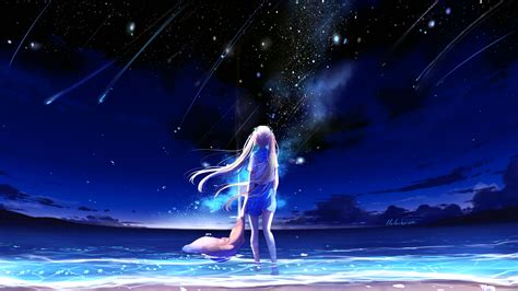 Starry Night Anime Girl - 3840x2160 Wallpaper - teahub.io