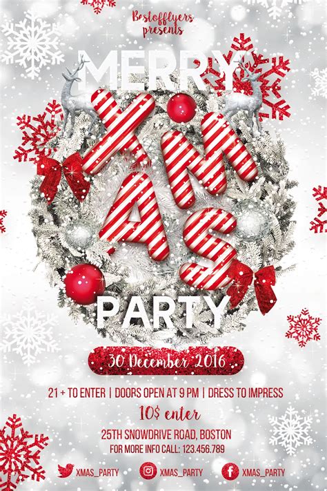 Free Merry Christmas Party Flyer Template for Christmas Parties