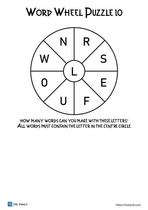 10 free word wheel puzzle printables - ESL Vault - Free Teaching Resources