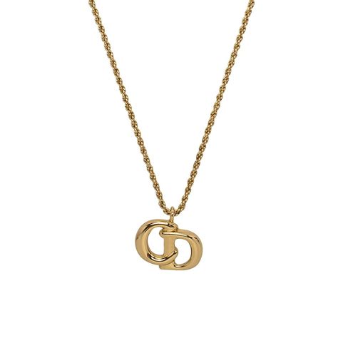 Christian Dior CD Logo Gold Tone Pendant Chain Necklace Dior | The Luxury Closet