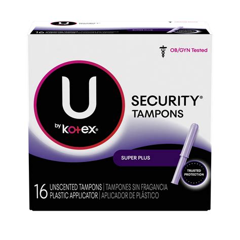 U by Kotex Security Tampons, Super Plus Absorbency, Unscented, 16 Count - Walmart.com - Walmart.com