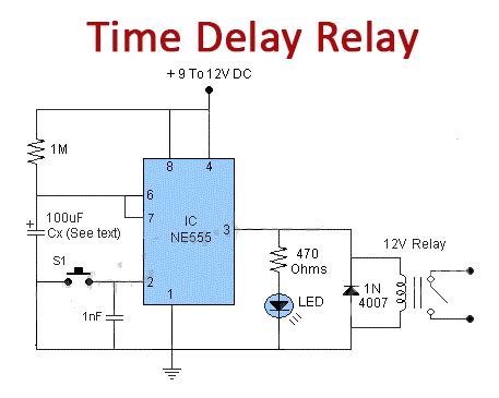 Time Delay Relay using 555 IC | Electronic circuit design, Electronic ...