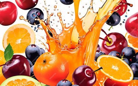 Premium AI Image | Fruit juice splash isolated on white background ...