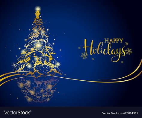 Modern gold on blue christmas greeting card Vector Image