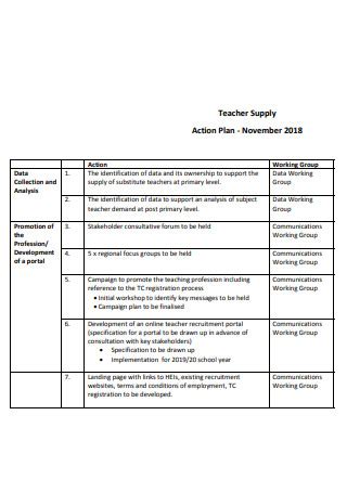 11+ SAMPLE Teacher Action Plan in PDF