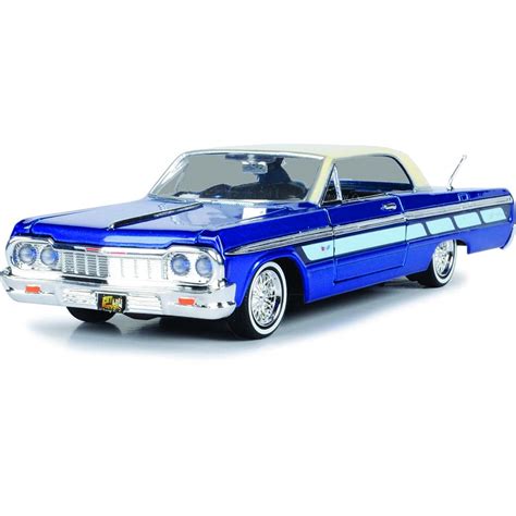 Buy 1964 Chevy Impala Lowrider Hard Top Candy Blue Metallic with Cream Top Get Low Series 1/24 ...