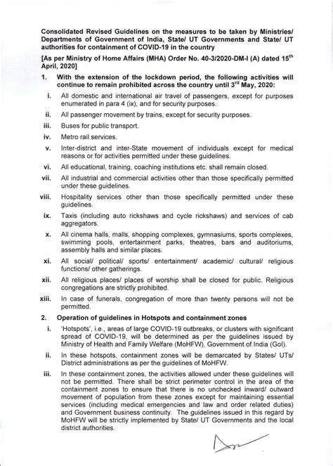 MHA issues Consolidated Revised Guidelines for the Containment of COVID ...