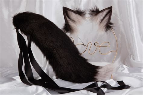 Black fox tail-black fox ears-COSPLAY-animal ears-furry | Etsy