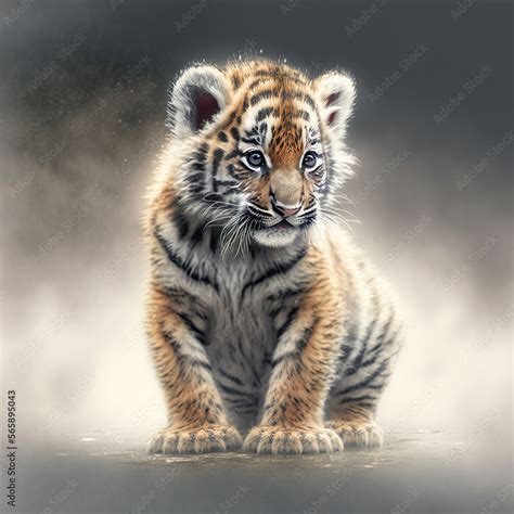 Cute adorable lovable animal baby tiger cub cartoon Stock Illustration ...