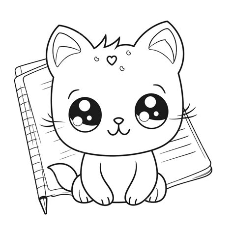 Cute Kitten Pencil Pages Coloring For Children Cute Kitten Coloring Pages Outline Sketch Drawing ...