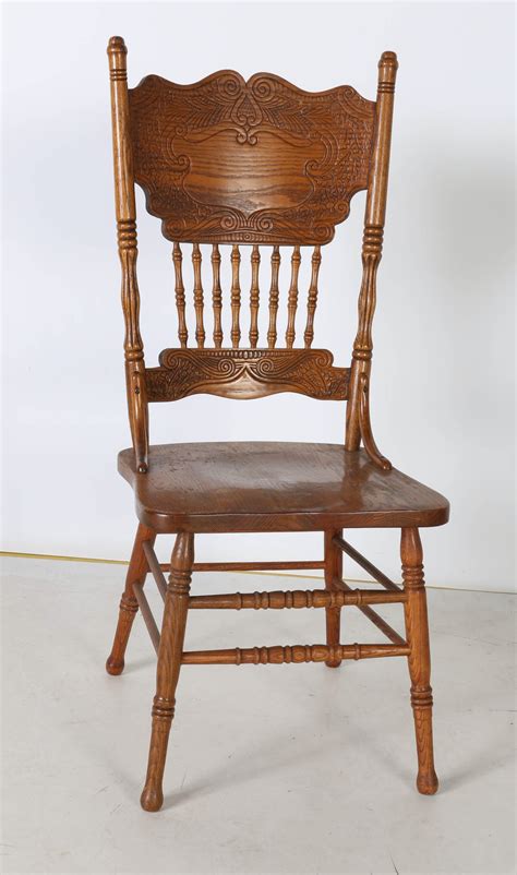 Circa 1900 Pressed Back Oak Dining Chairs | EBTH