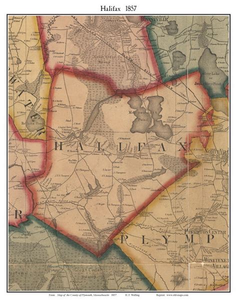 Halifax, Massachusetts 1857 Old Town Map Custom Print - Plymouth Co. - OLD MAPS