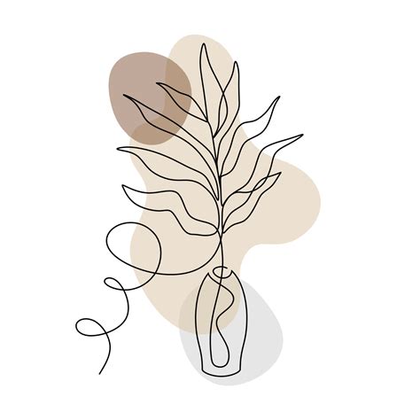 Minimalist plant continuous line drawing with boho splash color 3276164 ...