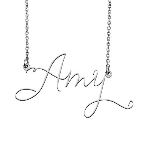 Amy Name Necklace Custom Personalized Name Plate Jewelry for Birthday Christmas Gift