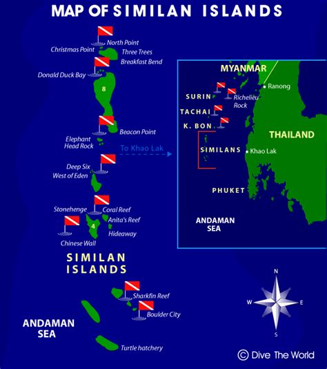 Map of Similan Islands - Thailand | Dive The World Liveaboards ...