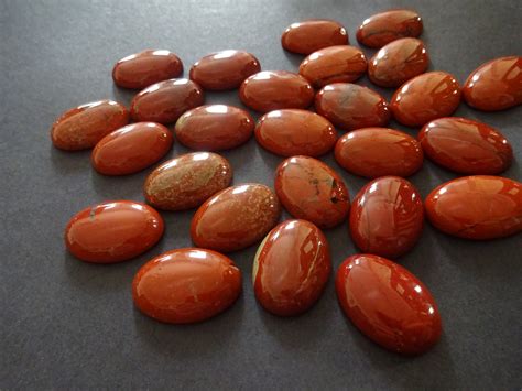 25x18mm Natural Red Jasper Cabochon, Oval Cabochon, Polished Gem, Stone Cabochon, Natural ...