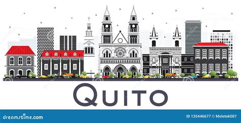 Quito Ecuador City Skyline with Gray Buildings Isolated on White Stock Vector - Illustration of ...