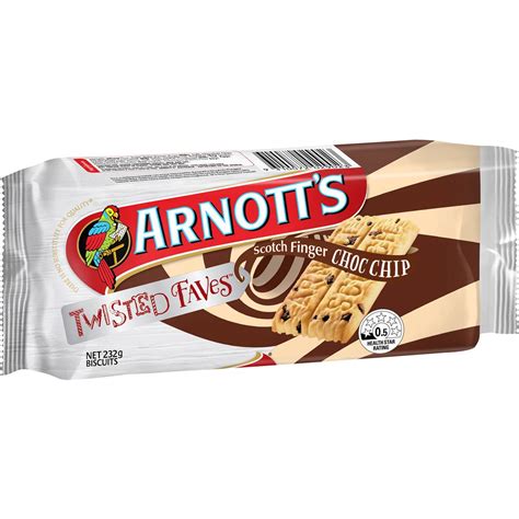 Arnott's Scotch Finger Twisted Faves Biscuits Choc Chip 232g | Woolworths