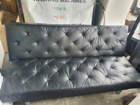 Leather sleeper couch black | Vuyani Furniture Transport & Sales