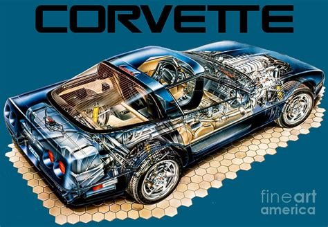 Chevrolet Corvette C4 ZR1 Sport Coupe. Cutaway art Drawing by Vladyslav ...