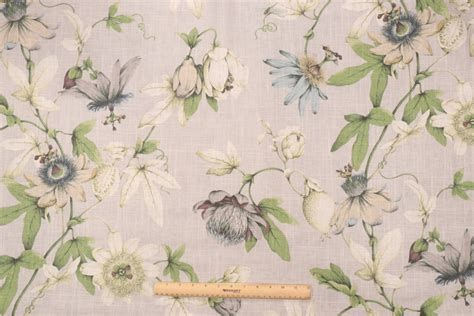 Kaufmann Country Cottage Printed Linen Blend Drapery Fabric in Doe