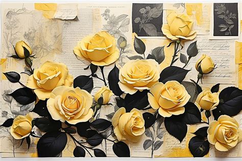 Yellow Roses Journal Page Art Free Stock Photo - Public Domain Pictures