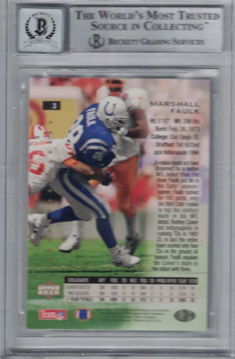 Marshall Faulk Autographed 1994 SP #3 Rookie Card Beckett 10 Slab ...