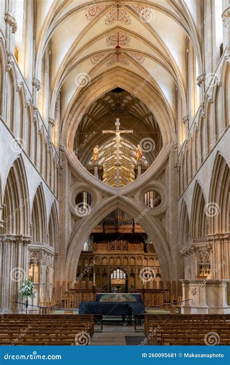 Interior View of the Wells Cathedral in Someset with the Central Nave and Altar Editorial Photo ...