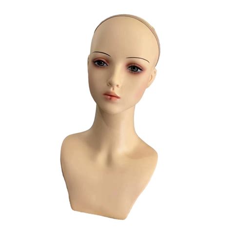 Female Bald Mannequin Head with Makeup Professional Earring Holes Training Head | eBay