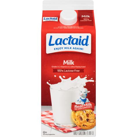 Lactaid 100% Lactose Free Whole Vitamin D Milk, Half Gallon, 64 fl oz - Walmart.com