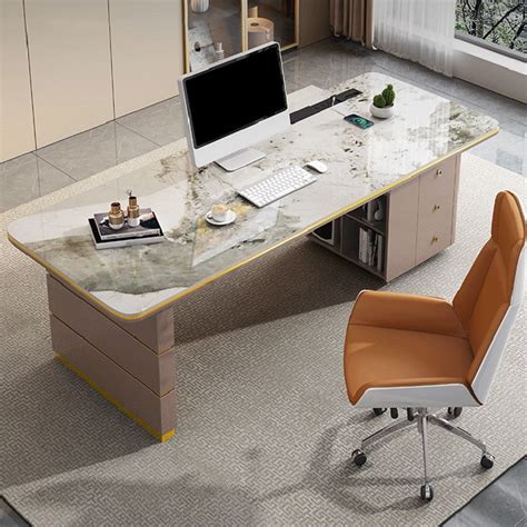 Modern Steel Office Desk with Drawers - CharmyDecor