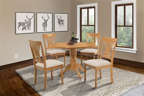 Burlington 5 Piece Small Kitchen Table Set-Kitchen Table And 4 Dining Chairs-Finish:Oak,Shape ...