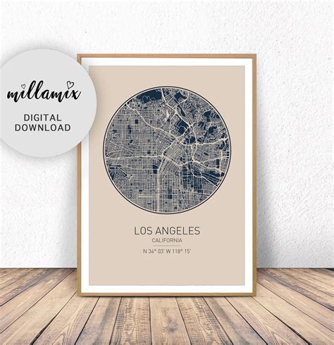 Los Angeles map poster print wall art California gift | Etsy