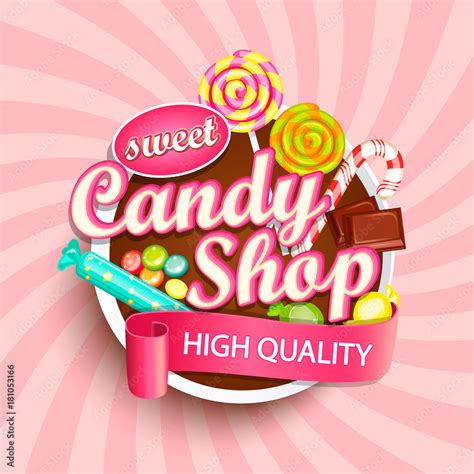 Candy shop logo label or emblem for your design. Vector illustration. Stock Vector | Adobe Stock