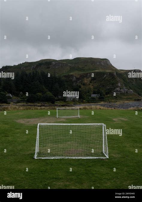 A rural empty football pitch in the remote landscape of Easdale Argylle Scotland UK Stock Photo ...