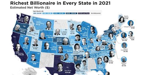 The Wealthiest Billionaire in Each U.S. State in 2021 in 2021 | Billionaire, Map, Bitcoin ...