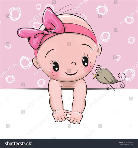 Cute Cartoon Baby Girl Bird On: ilustración de stock 697045936 | Shutterstock