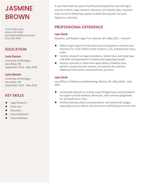 Law Clerk Resume Examples and Templates for 2024 - ResumeBuilder.com