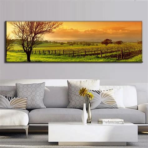 Super Large Single Picture Landscape Vineyard Canvas Printed Painting Home Decor The Green Field ...